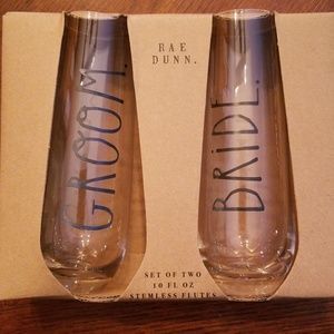 Rae dunn bride groom stemless flutes